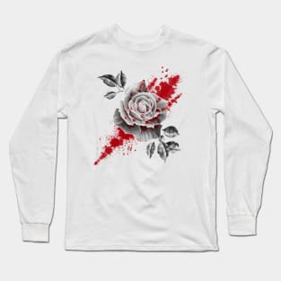 Blood Splatter Rose Long Sleeve T-Shirt